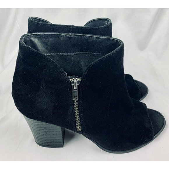 CARLOS BY CARLOS SANTANA BLACK ANKLE BOOTIE OPEN TOE FAUX SUEDE SIZE 11 M - Picture 1 of 5